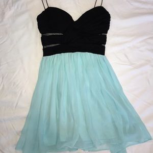 Black and Light Blue Flowy Dress